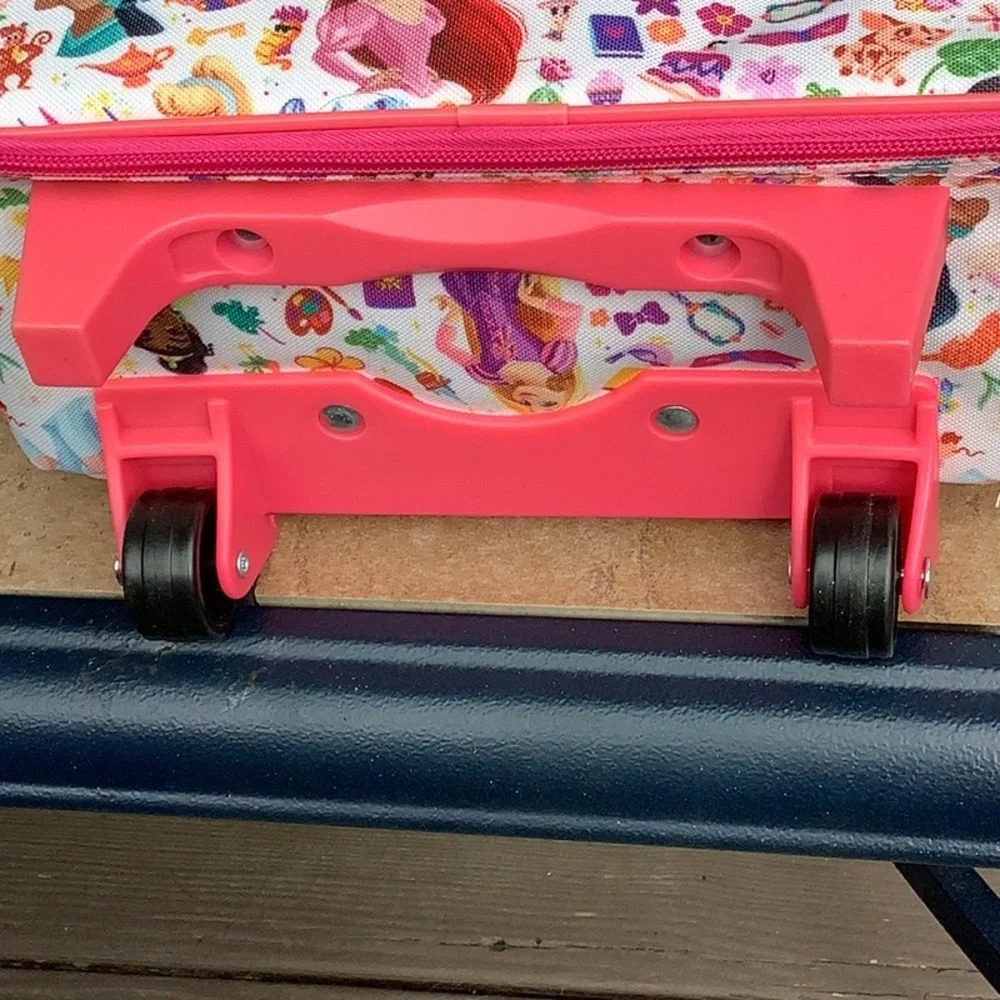 Disney Princess Pink Rolling Kids Carry Case with Colorful Character Print